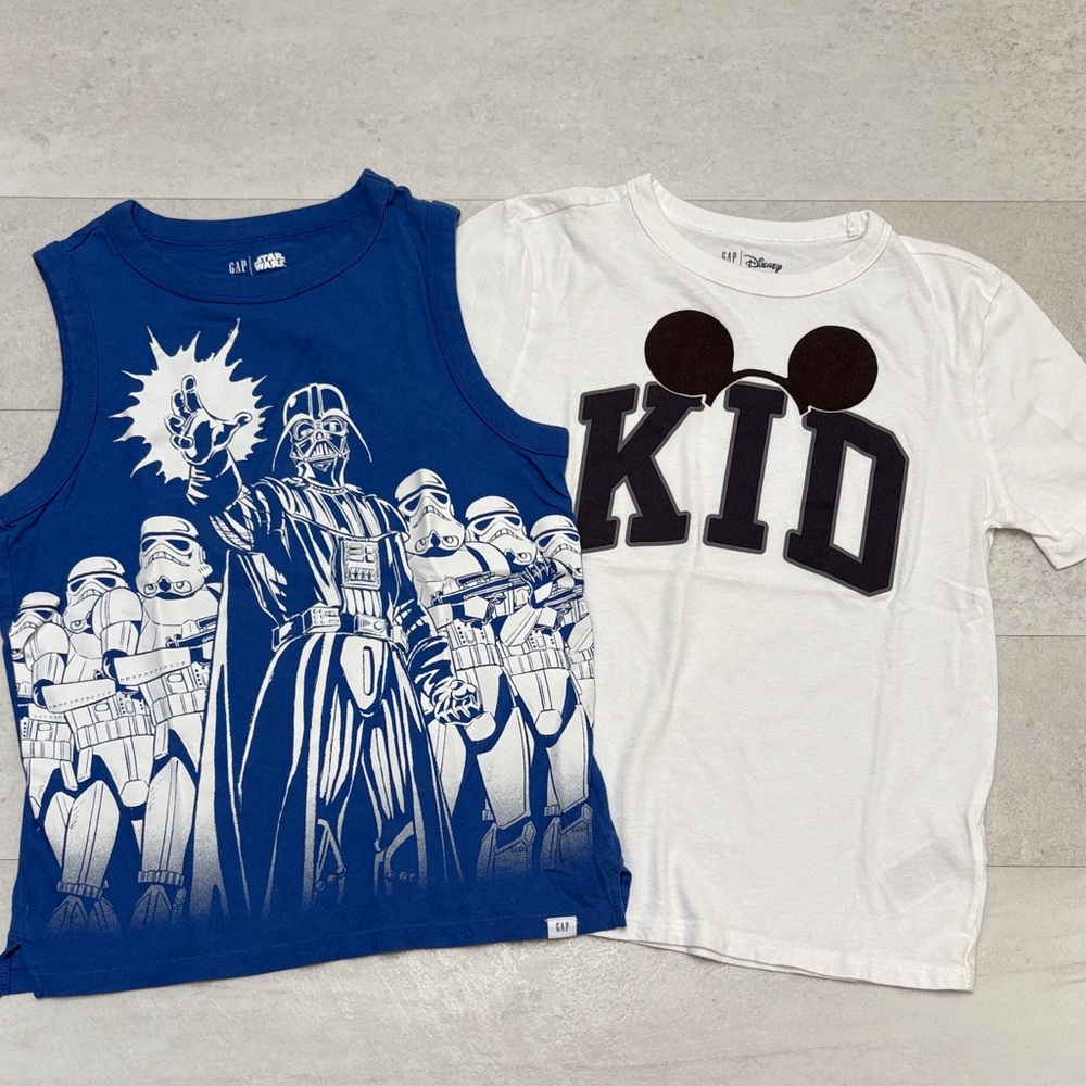 GAP Blue Star Wars Tank & White KID T-Shirt Set